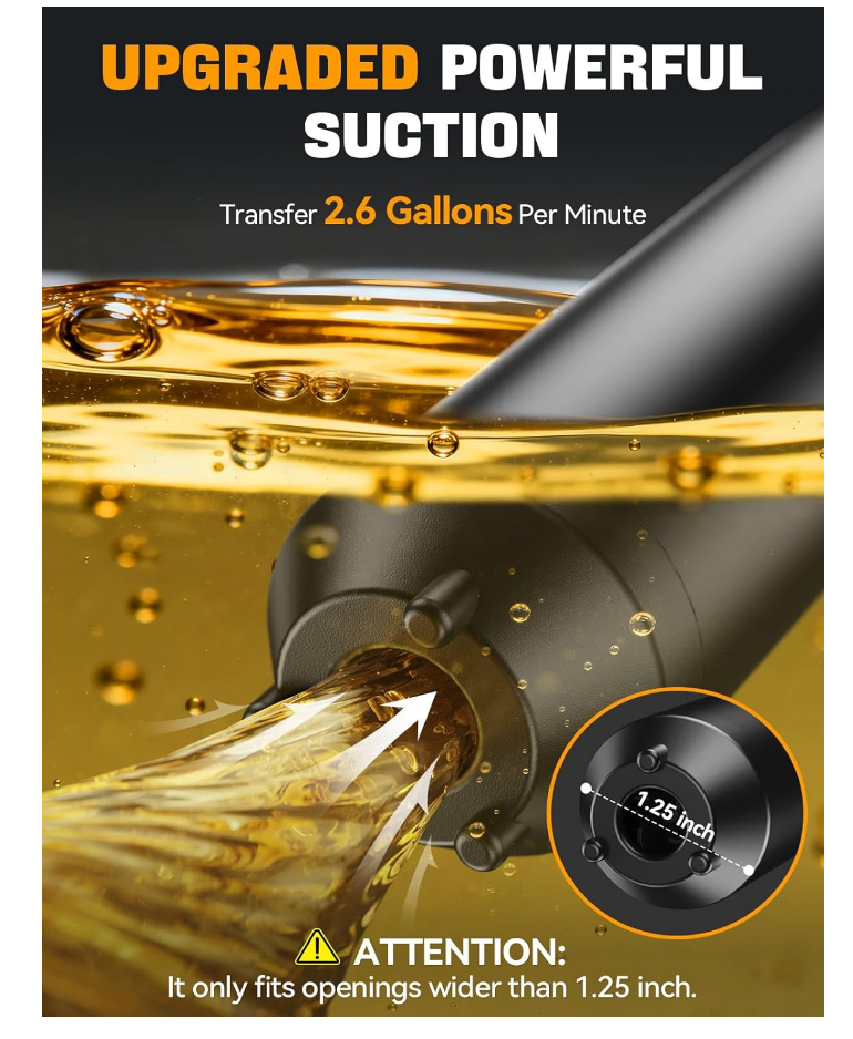 E1 Professional Fuel Transfer Pump | 2.6 GPM Battery-Powered Siphon System
