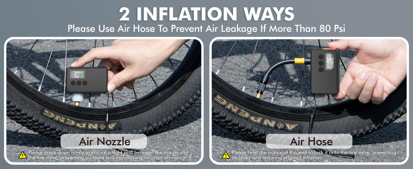 GPUTECK BG-BL01 Mini Electric Bike Pump - Portable 120 PSI Bicycle Tire Inflator with Digital Gauge for Road Bike, Mountain Bike, E-Bike | Presta & Schrader Compatible