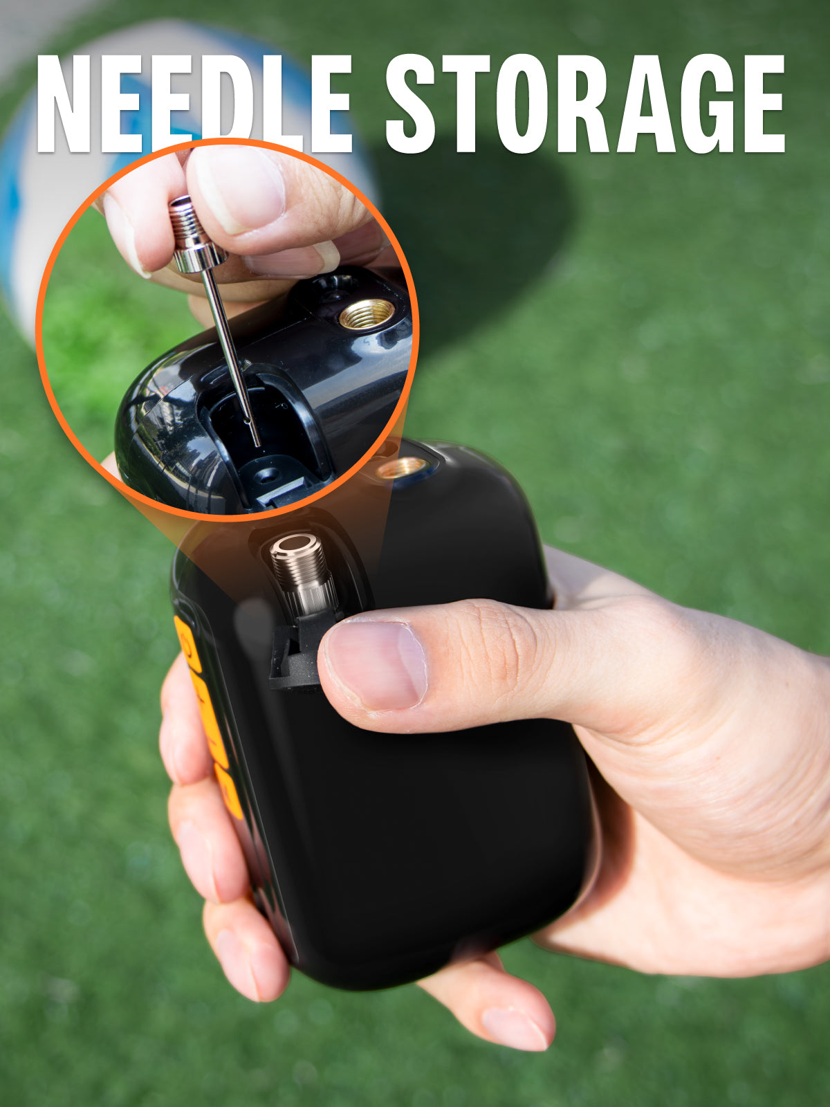 Pumteck AP1-M Electric Ball Pump: Portable Sports Automatic Ball Air Pump with Digital Precise Pressure Gauge, 15Psi Fast Inflation Basketball Soccer Football Volleyball Rugby Inflator with 2 Needles