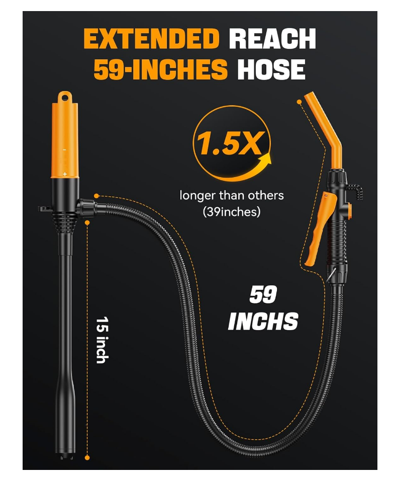 E1 Professional Fuel Transfer Pump | 2.6 GPM Battery-Powered Siphon System