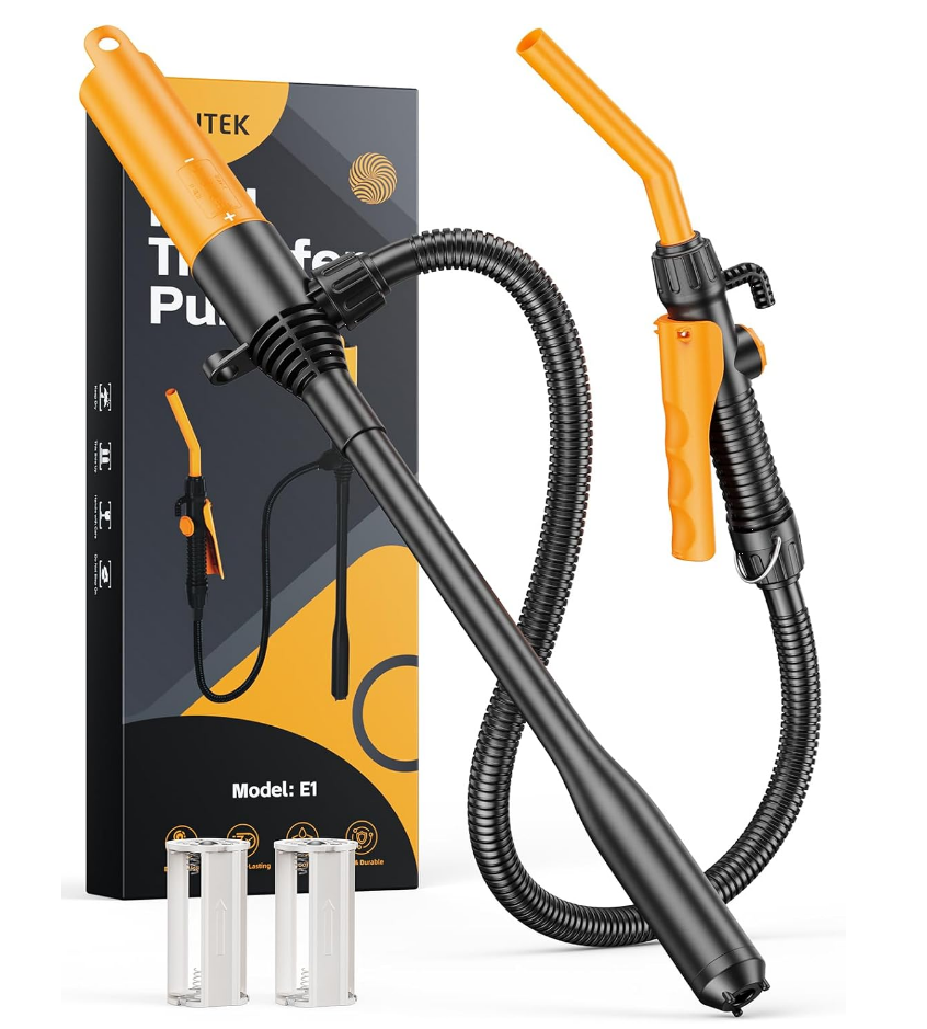 E1 Professional Fuel Transfer Pump | 2.6 GPM Battery-Powered Siphon System