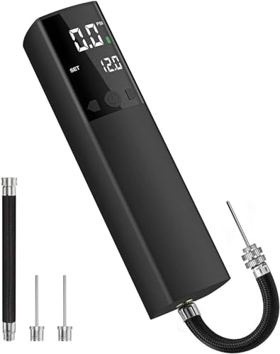 Pumteck AP1-P Electric Ball Pump, Smart Air Pump Portable Fast Ball Inflation with Precise Pressure Gauge and Digital LCD Display for Football Basketball Volleyball Football (2 Pin and 1 Spout)